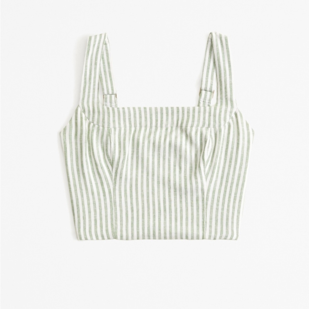 Linen Blend Crop Top Abercrombie